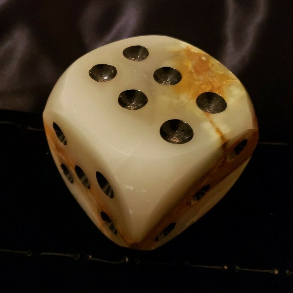 ORIGINAL DICE PAPERWEIGHT MADE of FINE NATURAL ONYX